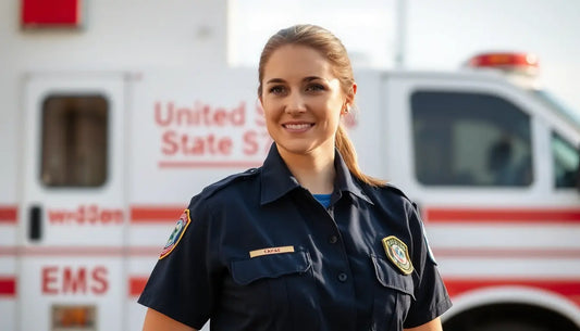 A united states woman in a EMS uniform