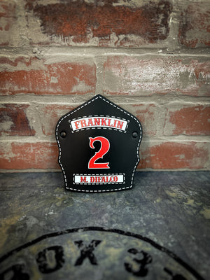 Traditional Panel Shield (1-1 Panel) Leather Helmet Front