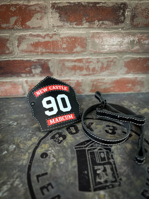 Traditional Panel Shield (1-1 Panel) Leather Helmet Front