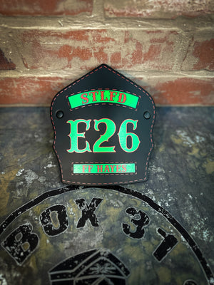 Traditional Panel Shield (1-1 Panel) Leather Helmet Front