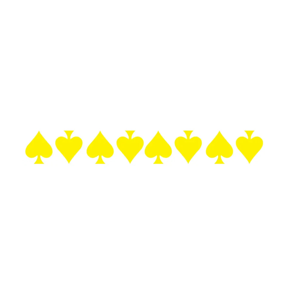 YELLOW REFLECTIVE ACE OF SPADE HELMET DECAL 8 PACK
