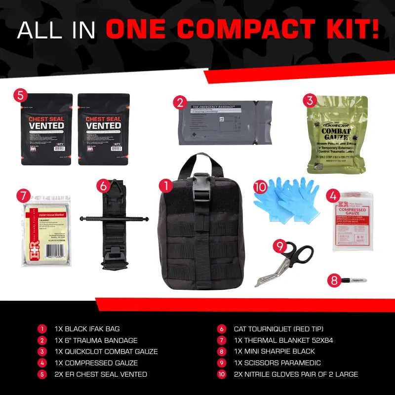 First aid kit contents for trauma IFAK Kit ideal for first responders, firefighters, police