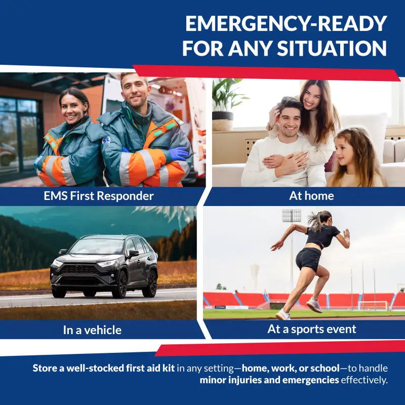 First aid kit usage scenarios with Fully Stocked First Responder Trauma Kit for firefighters and police