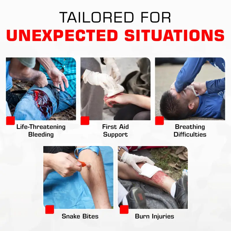 First aid scenarios with Tactical Trauma Kit with Rucksack showcasing tactical trauma equipment