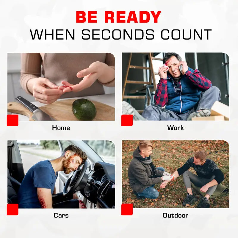 First aid scenarios with SWAT-T Basic Bleeding Control Kit for first responders, firefighters, police