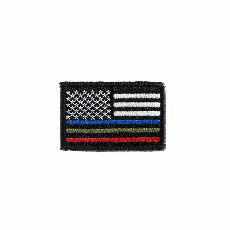 American Flag Patch with blue, green, and red stripes for police, military, and firefighters support