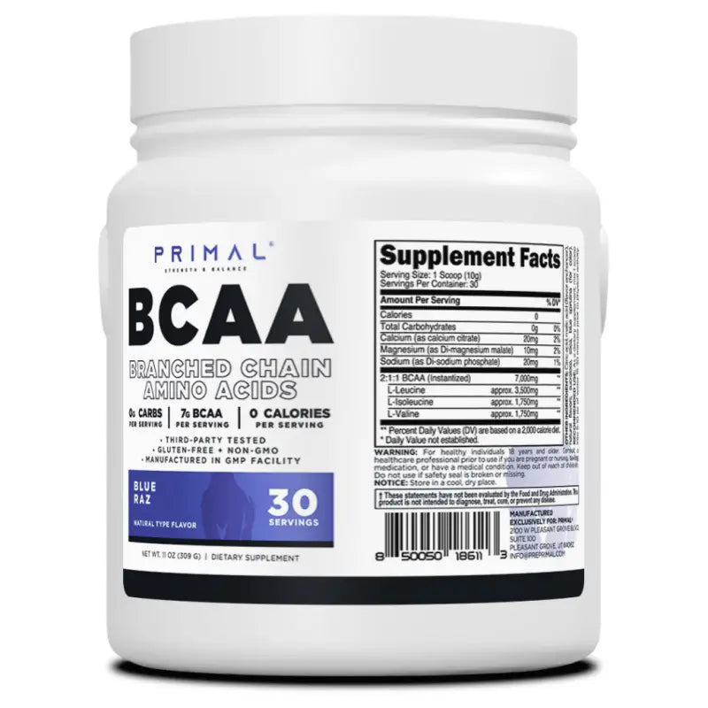 BCAA supplement container for Post Recovery, ideal for First Responders, Firefighters, Police