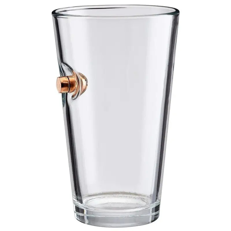 Clear glass pint with a copper bullet, BenShot Pint Glass - 16oz ideal for gifts
