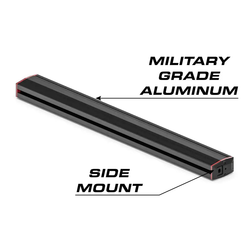Black aluminum light bar on Feniex Fusion Work Light for durable outdoor lighting