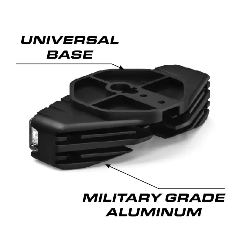 Black aluminum universal base for Feniex Q Series with 3-mode technology and light heads