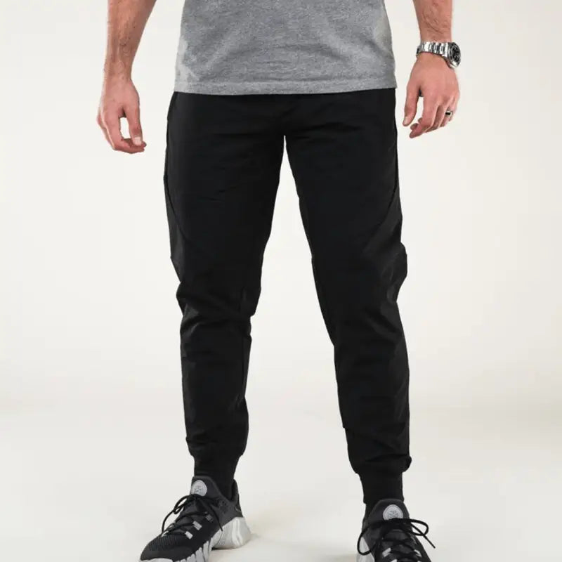 Black Carrier Traveler Joggers with concealed carry and carrier retention waistband functionality
