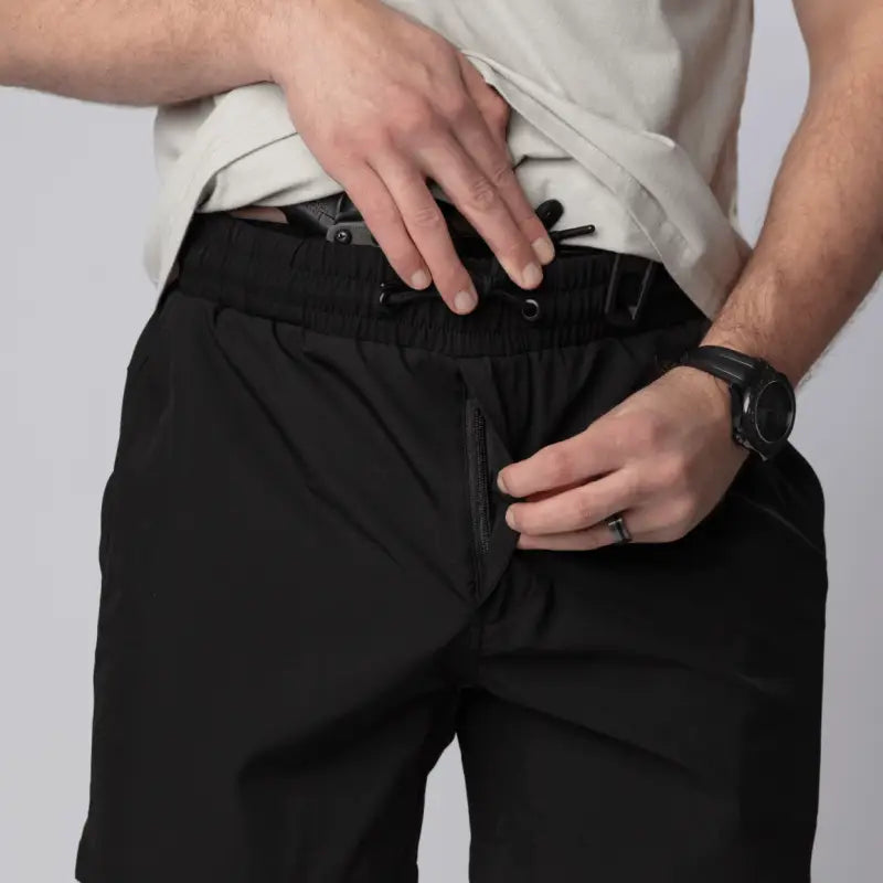 Black Carrier Training Shorts Mk.II with 5-inch inseam for concealed carry and training