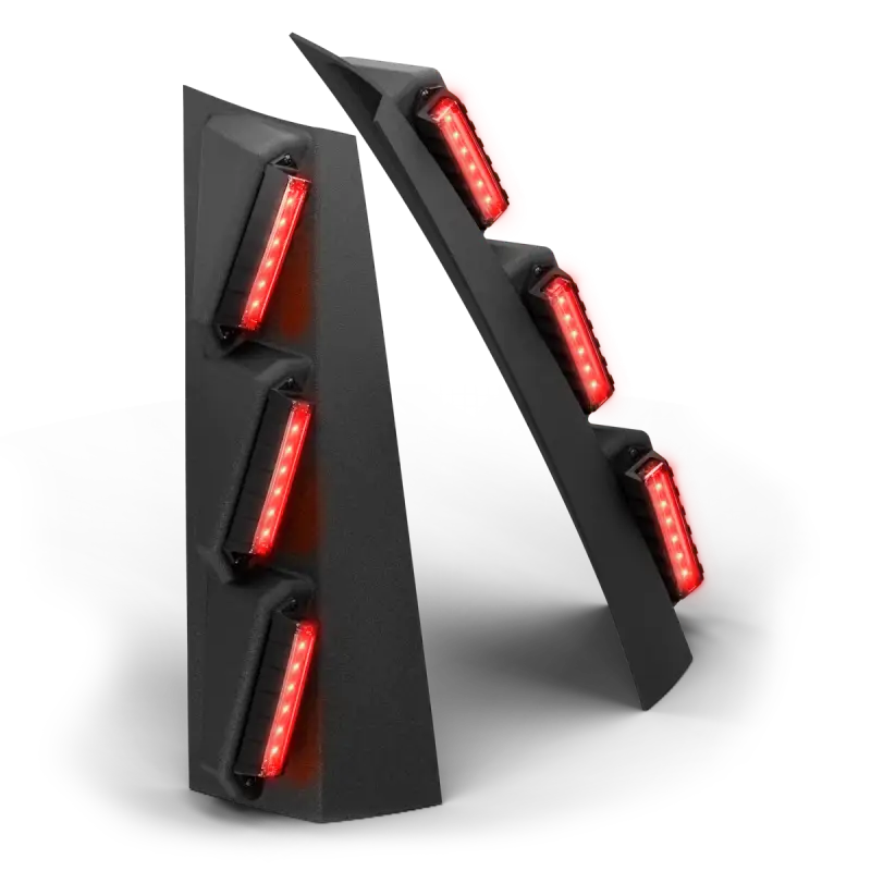 Black automotive LED light panels on Feniex Quantum 2.0 Pillar Mount for first responders