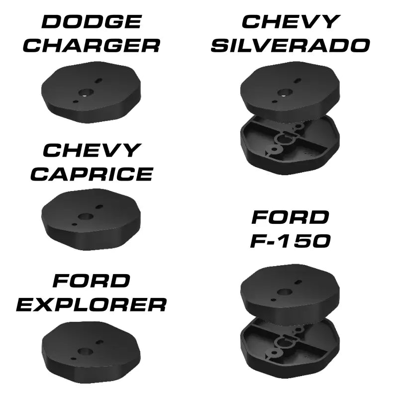 Black automotive suspension parts for Feniex Q Series with 3-mode technology and light heads