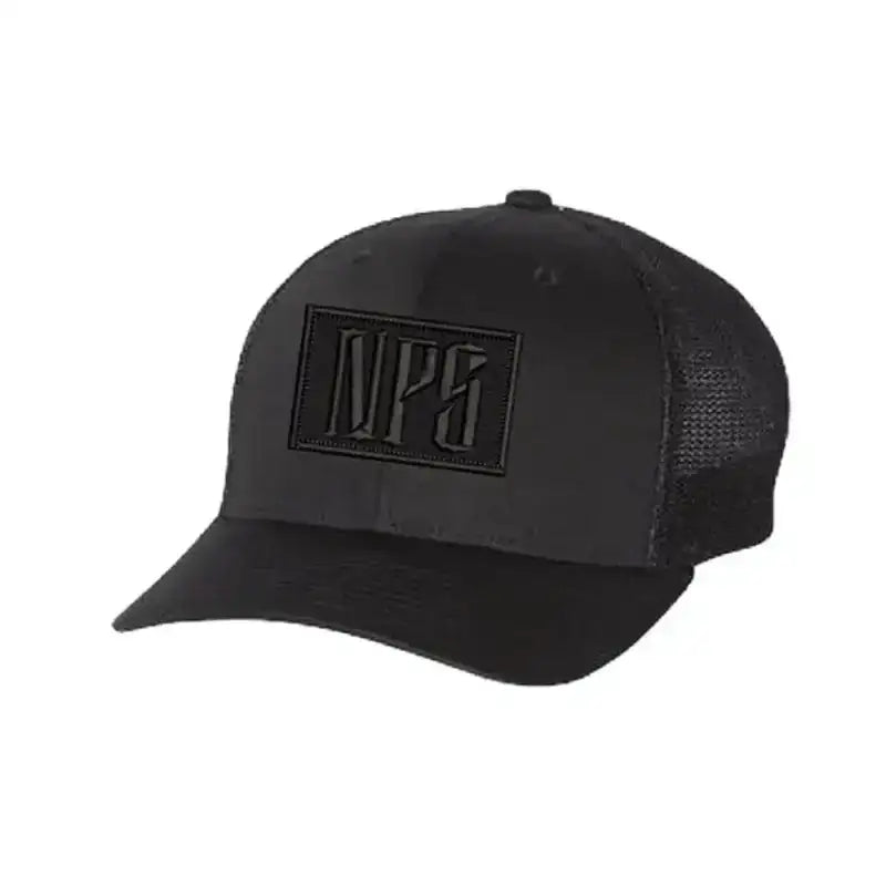 Black baseball cap featuring MPS logo patch, perfect for NPS and subdued style lovers