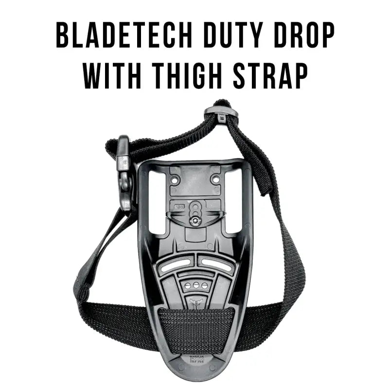 Black Bladetech duty drop holster with thigh strap for Sig Sauer P365-FUSE with weapon-mounted light