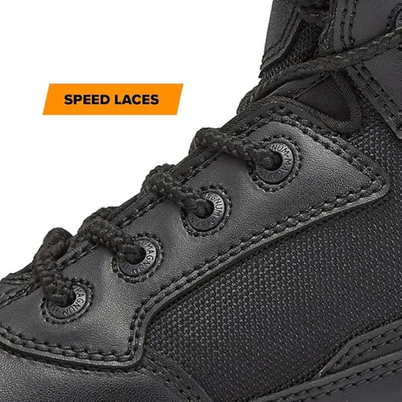 Black work boots with speed laces for firefighters and first responders at STEALTH FORCE 6’’ Tactical Boot WP