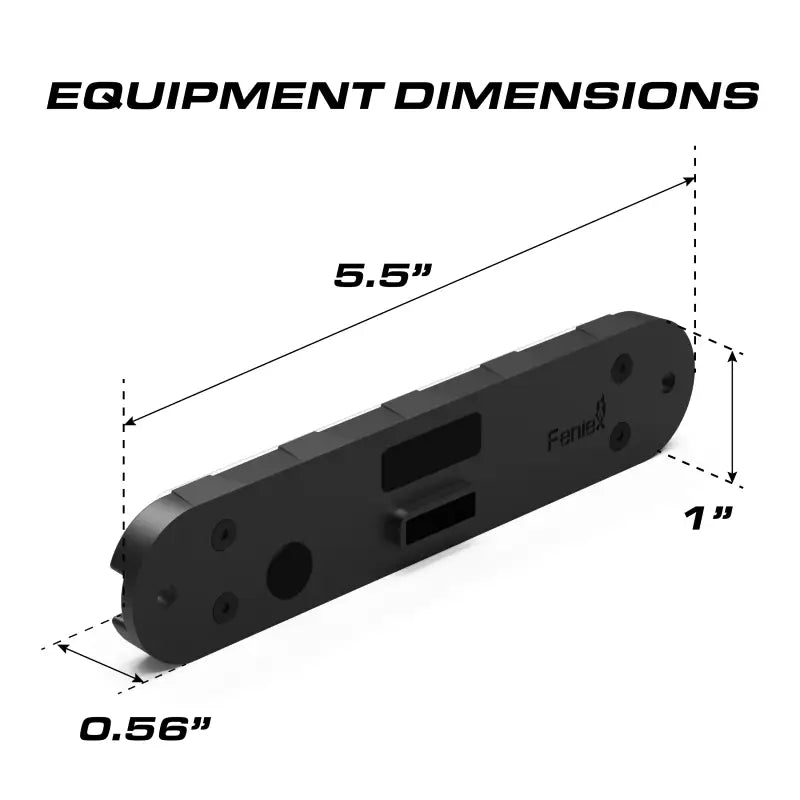 Black mounting bracket with dimensions for Feniex Q Series Flat Surface Mount for light heads