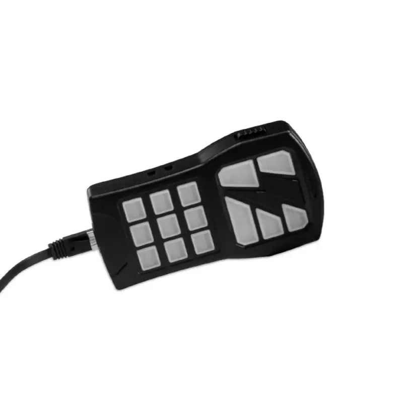 Black control panel with gray buttons and cable for UBL Handheld Siren and Controller