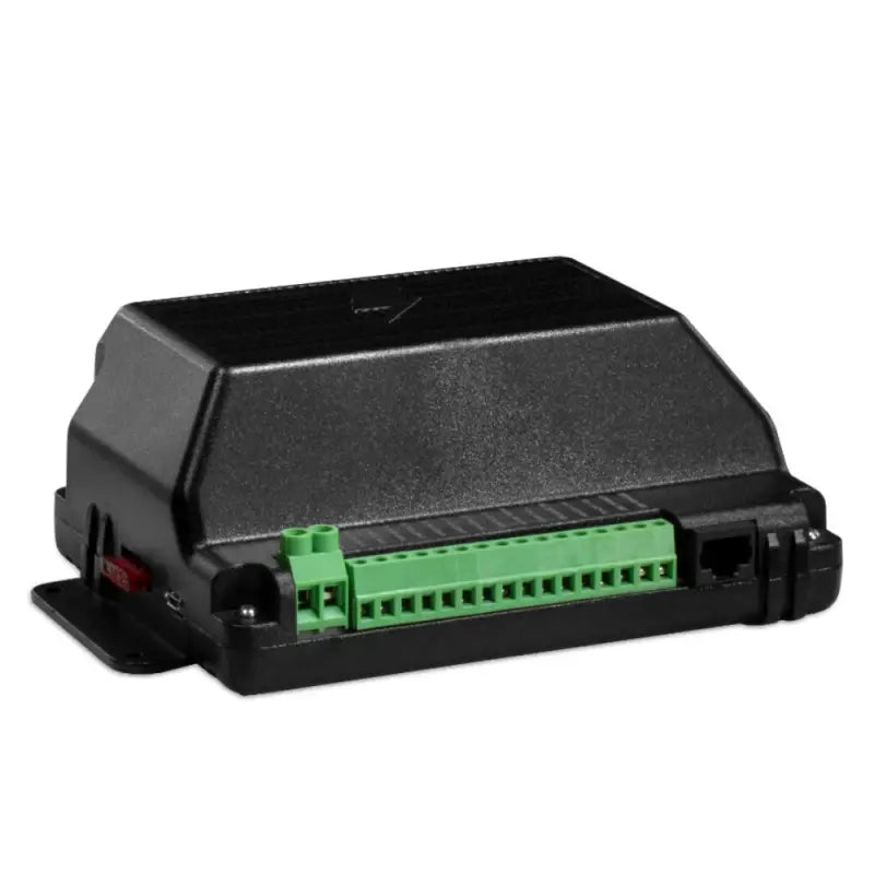 Black electronic control box with green terminal block for UBL Handheld Siren and Controller