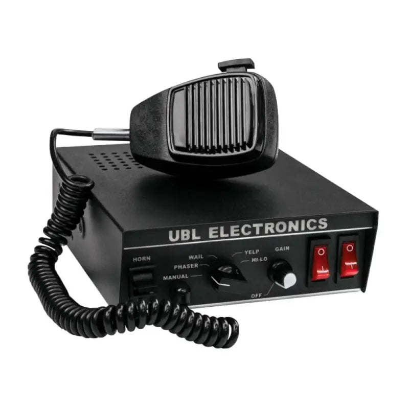 Black UBL 100W Rotary Siren with Microphone for emergency vehicles