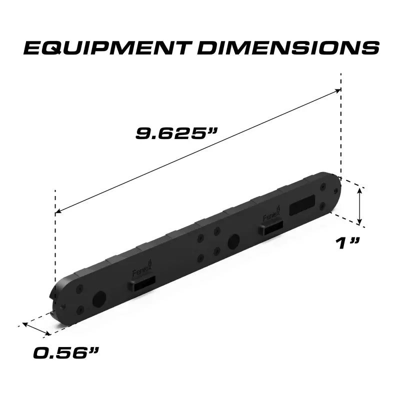 Black Equipment Dimension Diagram for Feniex Q Series Flat Wide Surface Mount Light Heads