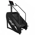 Black SFE Stepmill Pro featuring a revolving staircase and performance monitor for natural climbing motion