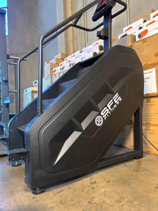 SFE Stepmill Pro exercise machine with revolving staircase for natural climbing motion