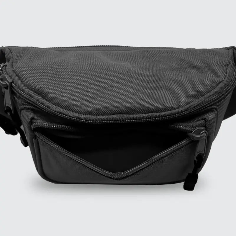 Black fabric waist pouch ideal for first responders and firefighters in emergency situations