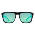 Black-framed Pomona Celtic sunglasses with turquoise-tinted lenses for first responders
