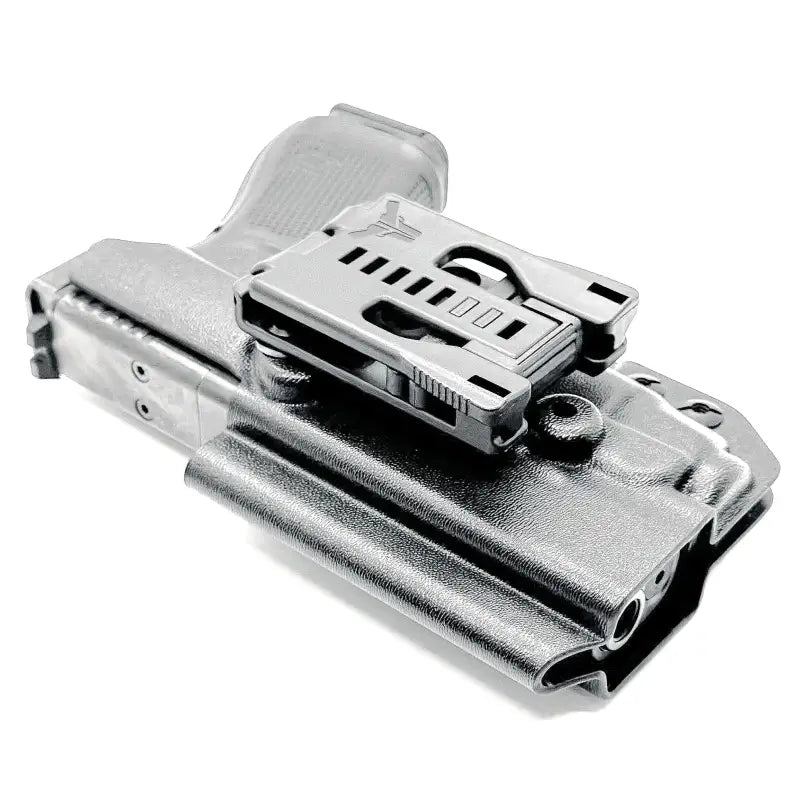 Black Glock 19 TLR-7 X OWB Holster with metal clip for Streamlight TLR-7 by Four Brothers Holsters