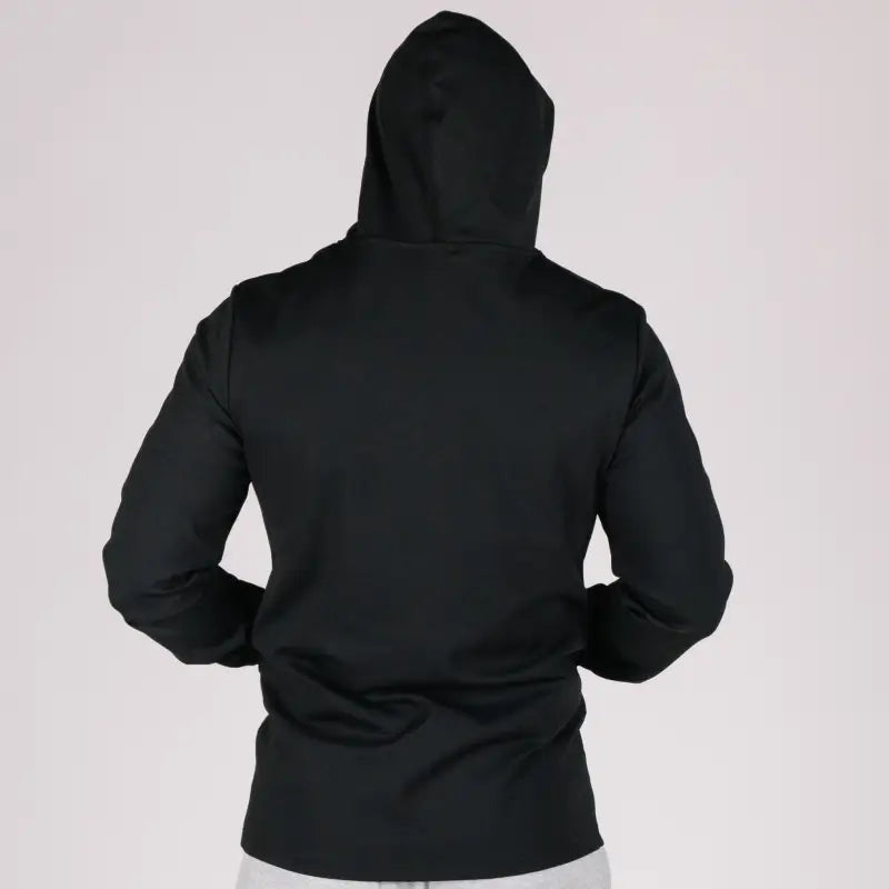 Durable Concealment Hoodie with black color, hand pocket, and smooth draws for a sleek look