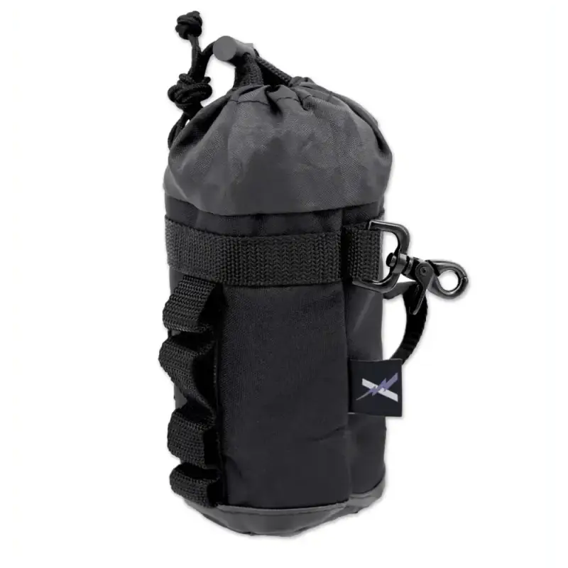 Black insulated bottle holder with adjustable straps for Personal Rope + Bailout Kit