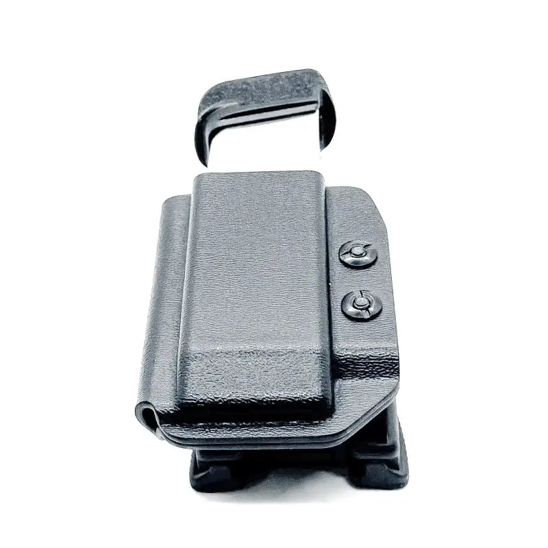Black Kydex gun holster from Four Brothers Holsters with adjustable retention for Hellcat Pro magazines