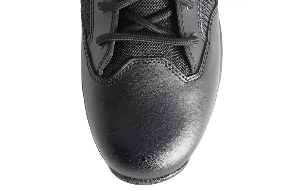 Black leather and mesh boot toe from Smith & Wesson Scout Hot Weather series with polishable toe for first responders