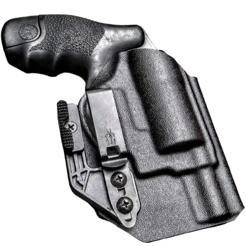 Black leather and polymer IWB holster for J-Frame Revolver, professional grade design
