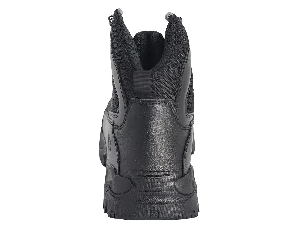 Black leather tactical boot for hot weather, ideal for first responders and firefighters