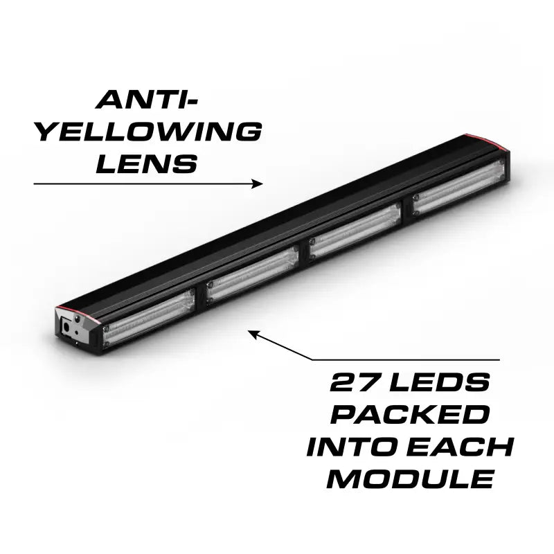 Black LED light bar on Feniex Quantum 2.0 400 Stick Light for first responders