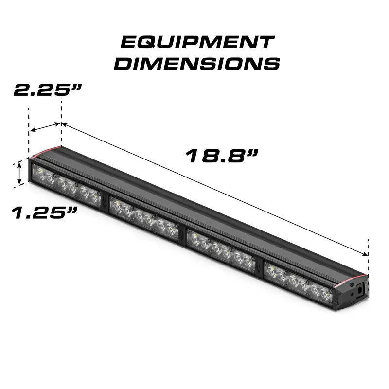 Black LED light bar with dimensions for Feniex Fusion Work Light, download Feniex Fusion