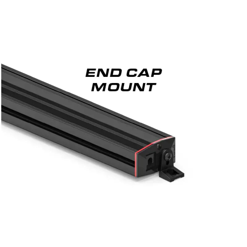 Black LED light bar with end cap mount on Feniex Quantum 2.0 Stick Light for first responders
