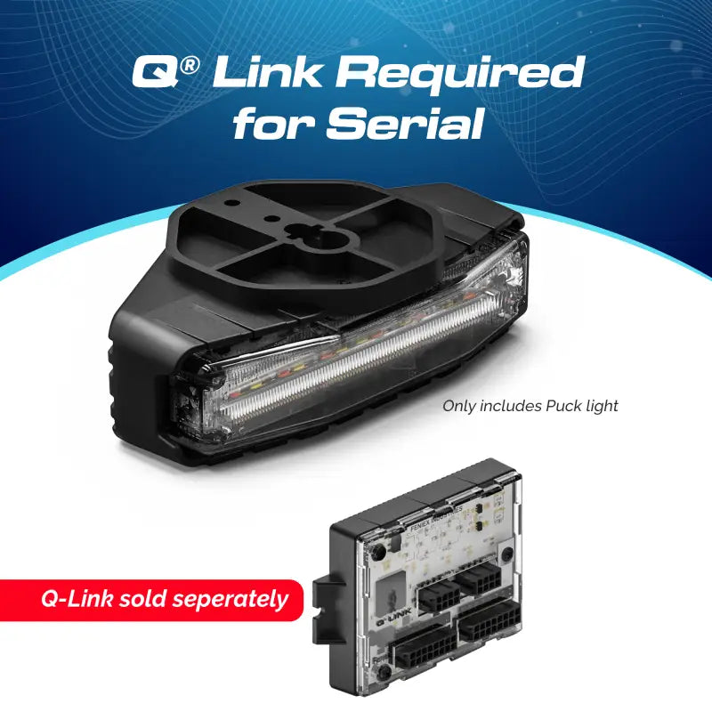 Black LED puck light and control module for Feniex Q Series with 3-mode technology