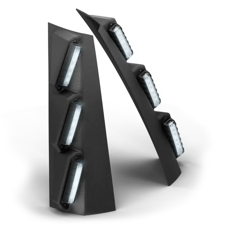 Black LED wall sconce Feniex Quantum 2.0 Pillar Mount for first responders