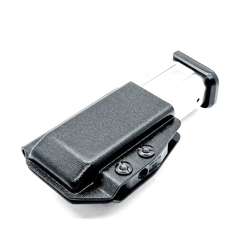 Black magazine holster for 2011 IWB, enhanced magazine retention for first responders