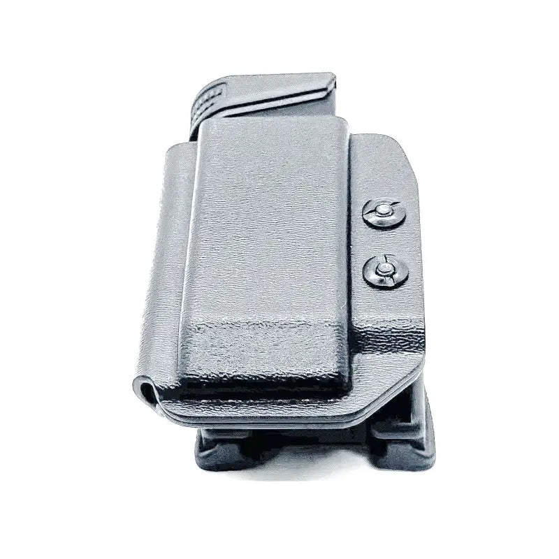 Black magazine holster with magazine retention device for FN Reflex OWB by Four Brothers Holsters