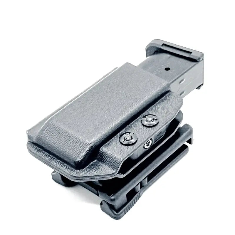 Black magazine holster for Shield Arms S15 OWB pouch with four brothers holsters and retention adjustment