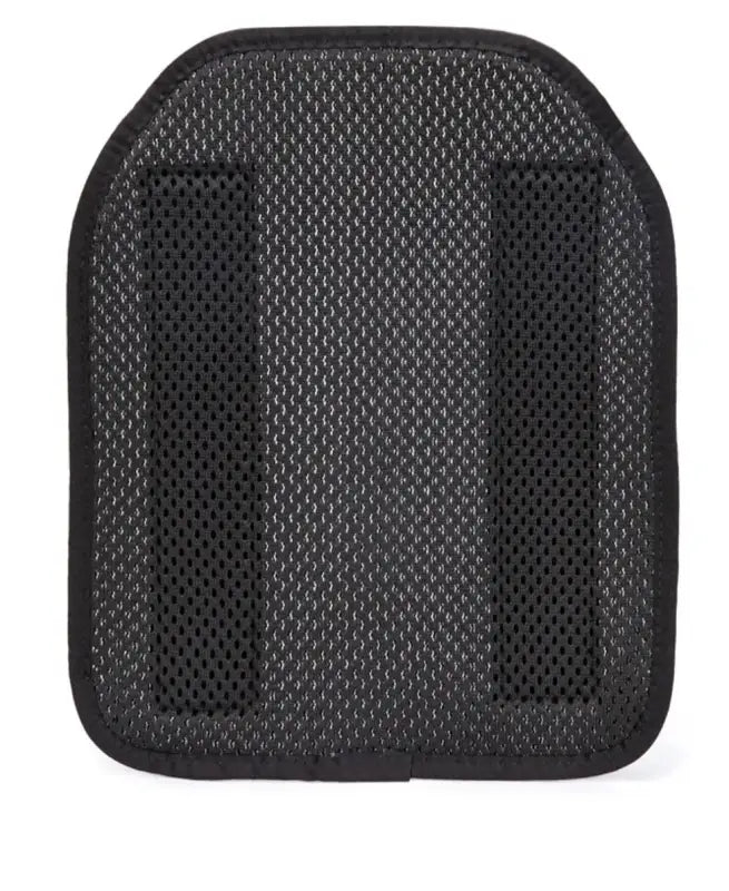 Black mesh lumbar support cushion with vertical channels on Redemption Tactical plate carrier