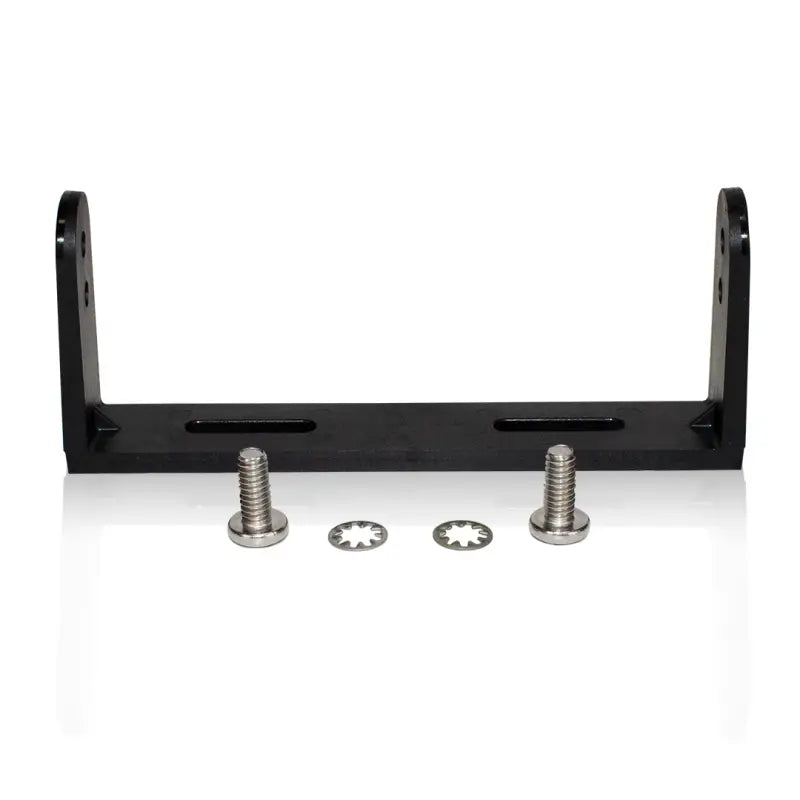 Black metal bracket with screws and washers for Whelen 295HFSC9 Dual Siren, ideal for first responders and firefighters