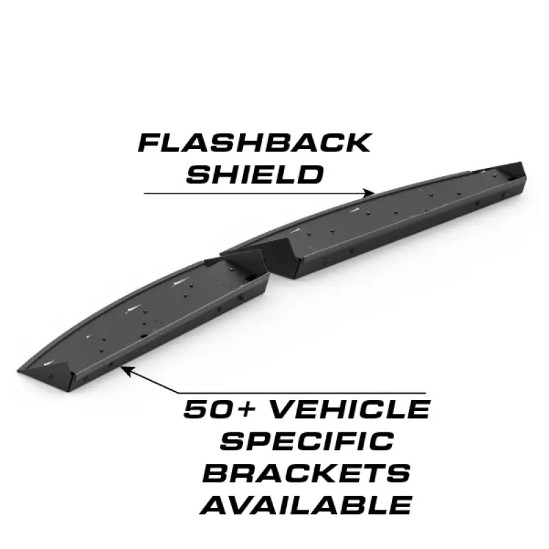 Black metal flashback shield for Feniex Quantum 2.0 light bar used by first responders