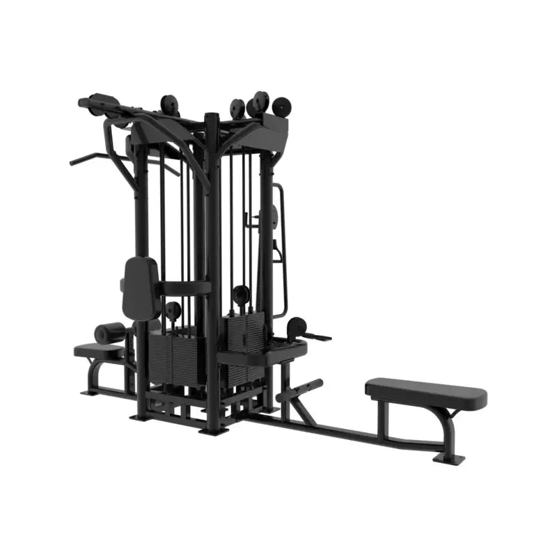 Black multi-station gym equipment perfect for First Responders Firefighter Police training