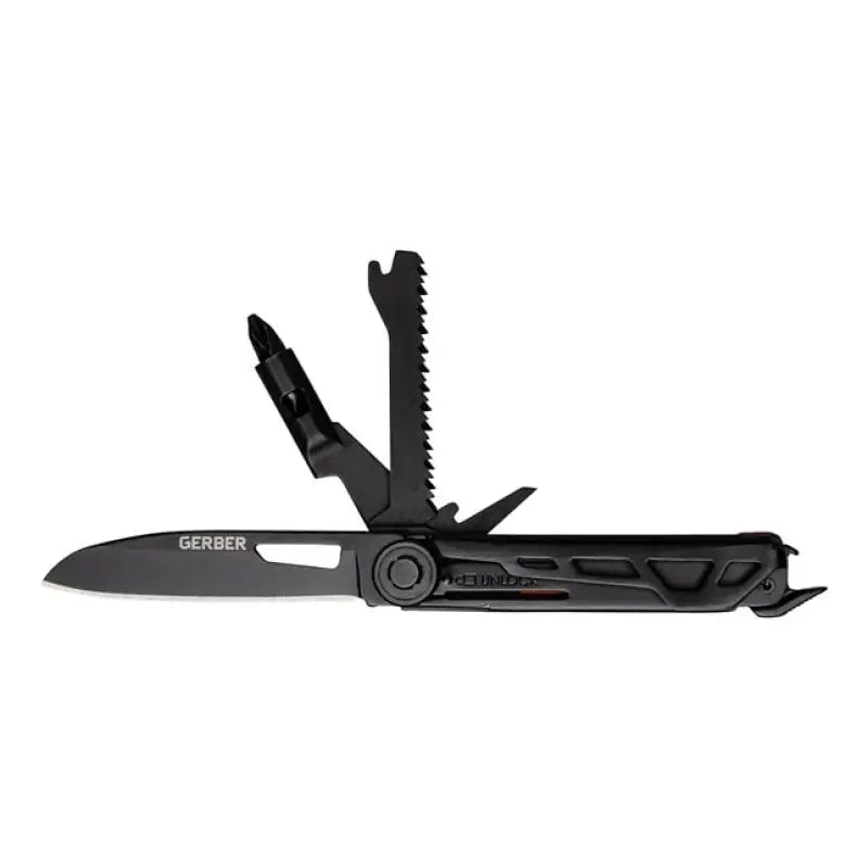 Gerber Gear 1064405 Armbar Trade Black multi-tool with extended blade and attachments, limited lifetime warranty